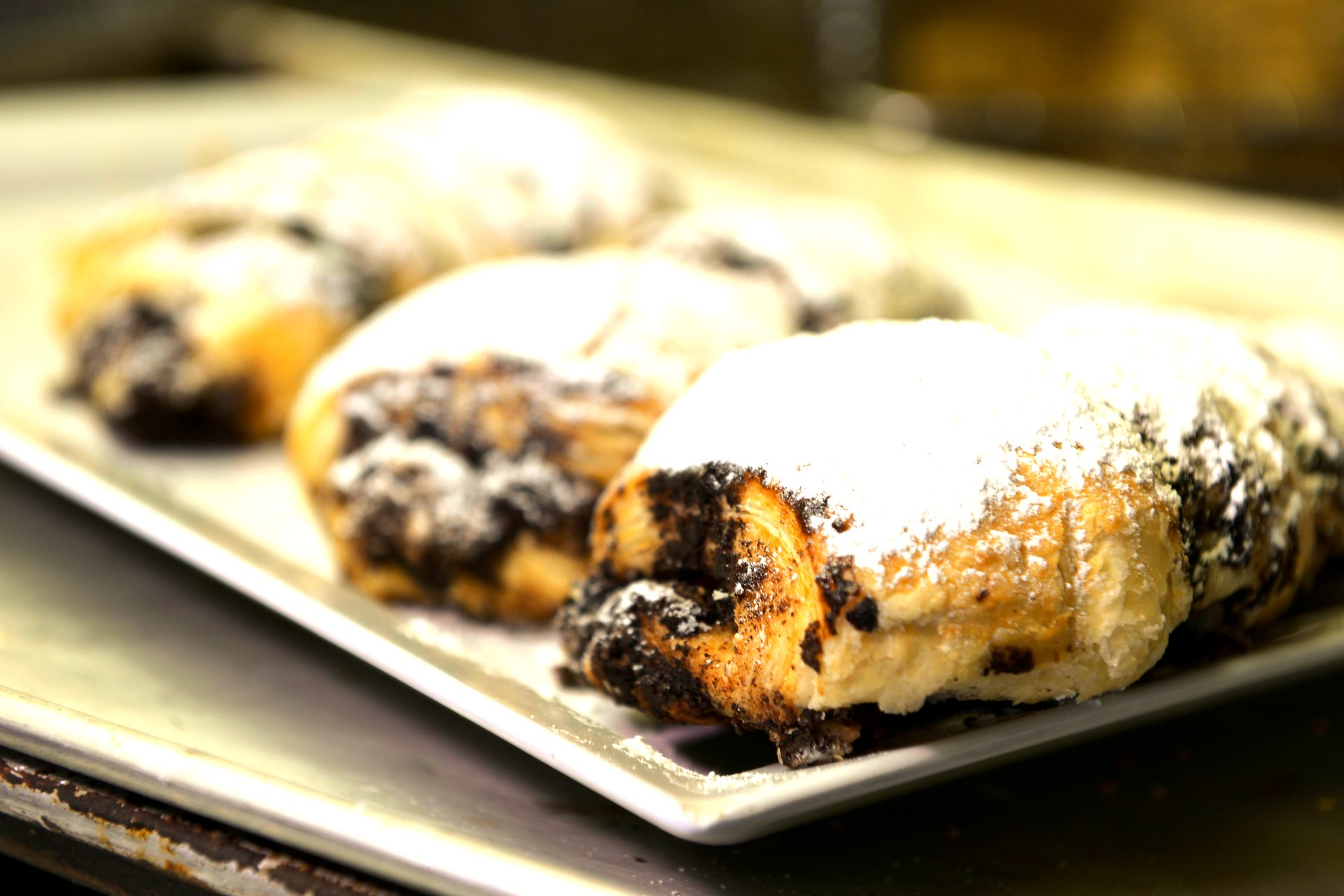 Powdered rugelach fresh from the bakery